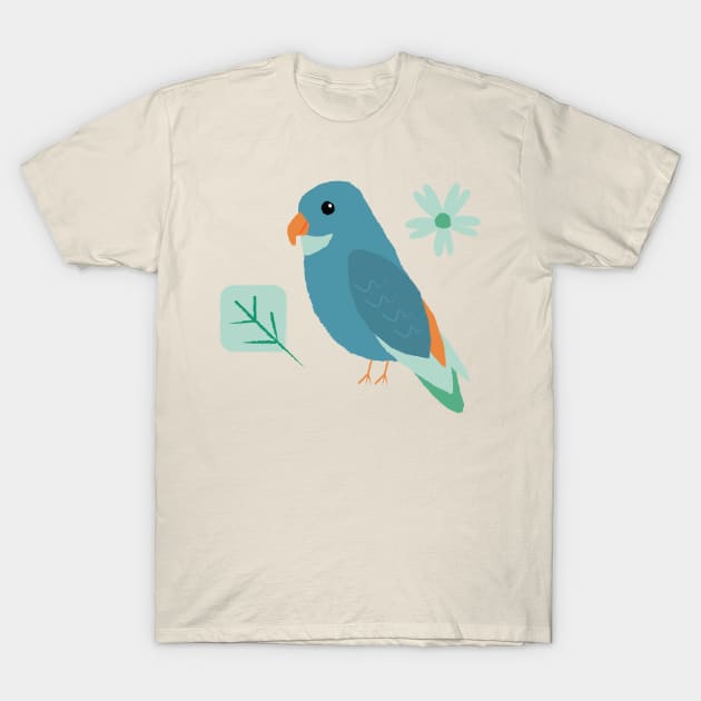 Adorable Blue Parrot bird T-Shirt by mamabirds